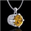 Image 4 : 1.5 CTW Intense Fancy Yellow Diamond Art Deco Stud Necklace 18K White Gold - REF-218H2A - 37385