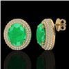 Image 2 : 9.20 CTW Emerald & Micro Pave VS/SI Diamond Earrings 18K Yellow Gold - REF-190H2A - 20224