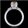 Image 4 : 1.75 CTW Intense Fancy Yellow Diamond Engagement Art Deco Ring 18K White Gold - REF-236H4A - 37406