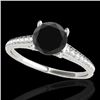 Image 1 : 2 CTW Certified VS Black Diamond Solitaire Ring 10K White Gold - REF-76W4F - 34856