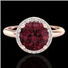 Image 1 : 2.70 CTW Garnet & Micro Pave VS/SI Diamond Ring Designer Halo 14K Rose Gold - REF-45K6W - 23212