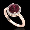 Image 2 : 2.70 CTW Garnet & Micro Pave VS/SI Diamond Ring Designer Halo 14K Rose Gold - REF-45K6W - 23212