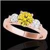 Image 1 : 1.5 CTW Certified Si Intense Yellow Diamond 3 Stone Solitaire Ring 10K Rose Gold - REF-180X2T - 3537
