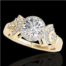 1.56 CTW H-SI/I Certified Diamond Solitaire Halo Ring 10K Yellow Gold - REF-209N3Y - 34330