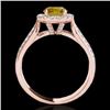 Image 2 : 1.8 CTW Certified Si/I Fancy Intense Yellow Diamond Solitaire Halo Ring 10K Rose Gold - REF-227Y3K -