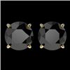 Image 1 : 3.50 CTW Fancy Black VS Diamond Solitaire Stud Earrings 10K Yellow Gold - REF-71H5A - 36702