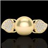 Image 1 : 0.27 CTW Micro Pave VS/SI Diamond & Golden Pearl Designer Ring 18K Yellow Gold - REF-45K3W - 22641