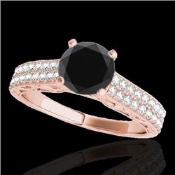 1.41 CTW Certified VS Black Diamond Solitaire Antique Ring 10K Rose Gold - REF-63K5W - 34697