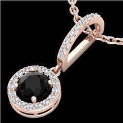 1 CTW Micro Pave Halo Black & White VS/SI Diamond necklace 14K Rose Gold - REF-49N3Y - 23269