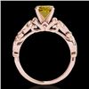 Image 2 : 1.1 CTW Certified Si Intense Yellow Diamond Solitaire Antique Ring 10K Rose Gold - REF-156Y4K - 3463