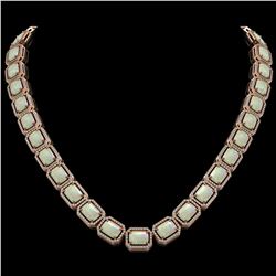 53.59 CTW Opal & Diamond Halo Necklace 10K Rose Gold - REF-816M2H - 41490