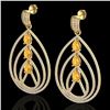 Image 1 : 4 CTW Citrine & Micro Pave VS/SI Diamond Earrings 18K Yellow Gold - REF-307H3A - 22454