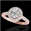 Image 1 : 1.5 CTW H-SI/I Certified Diamond Solitaire Halo Ring 10K Rose Gold - REF-170W9F - 33482