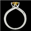 Image 2 : 1 CTW Certified Si/I Fancy Intense Yellow Diamond Bypass Solitaire Ring 10K White Gold - REF-141W3F 