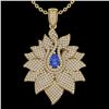 Image 2 : 3 CTW Tanzanite & Micro Pave VS/SI Diamond Designer Necklace 18K Yellow Gold - REF-257H3A - 22575