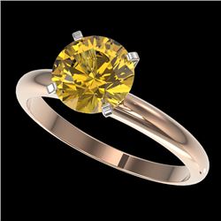2 CTW Certified Intense Yellow SI Diamond Solitaire Engagement Ring 10K Rose Gold - REF-527K3W - 329