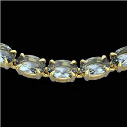 29 CTW Aquamarine Eternity Tennis Necklace 14K Yellow Gold - REF-276N2Y - 23372