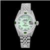 Image 2 : Rolex Men's Stainless Steel, QuickSet, Diam Dial & Diam/Emerald Bezel - REF-521F3M