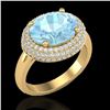 Image 1 : 4 CTW Aquamarine & Micro Pave VS/SI Diamond Ring 18K Yellow Gold - REF-125H3A - 20906