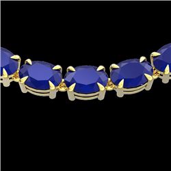68 CTW Sapphire Eternity Designer Inspired Tennis Necklace 14K Yellow Gold - REF-234M9H - 23404