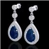 Image 1 : 6 CTW Sapphire & Micro Pave VS/SI Diamond Earrings Designer 18K White Gold - REF-93W8F - 23122
