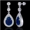 Image 2 : 6 CTW Sapphire & Micro Pave VS/SI Diamond Earrings Designer 18K White Gold - REF-93W8F - 23122