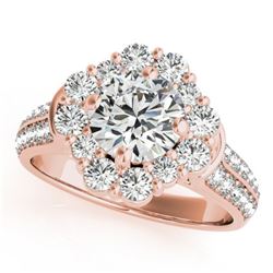 2.81 CTW Certified VS/SI Diamond Solitaire Halo Ring 18K Rose Gold - REF-657M2H - 26713