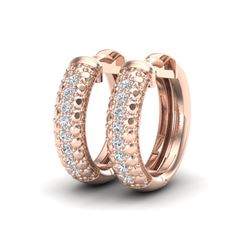 0.15 CTW Micro Pave Hoop VS/SI Diamond Earrings 10K Rose Gold - REF-26K2W - 22485