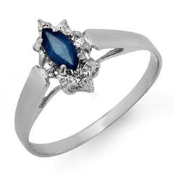 0.33 CTW Blue Sapphire Ring 18K White Gold - REF-19N3Y - 12990