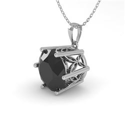 1 CTW Black Certified Diamond Art Deco Necklace 14K White Gold - REF-34T8M - 29697