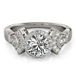 1.56 CTW Certified VS/SI Diamond Solitaire Halo Ring 18K White Gold - REF-506Y9K - 26949