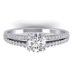 1.11 CTW Certified VS/SI Diamond Solitaire Art Deco Ring 14K White Gold - REF-182T9M - 30303