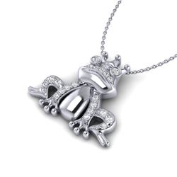 0.25 CTW Micro Pave VS/SI Diamond Frog Necklace White 10K White Gold - REF-30A8X - 22496