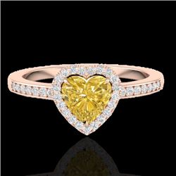 1 CTW Citrine & Micro Pave Ring Heart Halo 14K Rose Gold - REF-34W9F - 21402