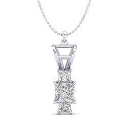 1.54 CTW Princess VS/SI Diamond Solitaire Art Deco Necklace 18K White Gold - REF-418H2A - 37202