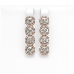 6.01 CTW Cushion Diamond Designer Earrings 18K Rose Gold - REF-1127H6A - 42720