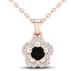 0.33 CTW Micro Pave VS/SI Diamond Necklace Moon Halo In 10K Rose Gold - REF-19K5W - 21341