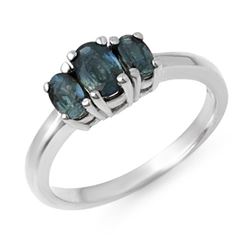 1.0 CTW Blue Sapphire Ring 18K White Gold - REF-40K9W - 13565