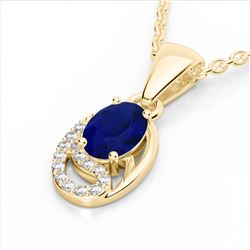 1.25 CTW Sapphire & Micro VS/SI Diamond Necklace 10K Yellow Gold - REF-19A6X - 22357