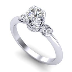 1 CTW VS/SI Diamond Solitaire Art Deco Ring 18K White Gold - REF-157Y5K - 36851