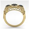 Image 4 : 1.00 CTW Past Present Future Black Diamond Ring 18K Yellow Gold - REF-81K3W - 36061