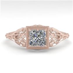 0.50 CTW VS/SI Princess Diamond Solitaire Engagement Ring Deco 18K Rose Gold - REF-113W8F - 36023