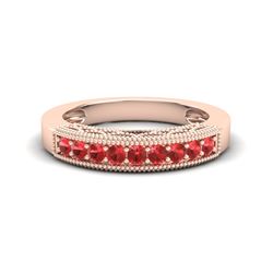 0.50 CTW Red Sapphire Band Love Me Art Deco Ring 10K Rose Gold - REF-17N6Y - 20812