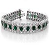 Image 1 : 14.50 CTW Emerald & Diamond Bracelet 18K White Gold - REF-528M9H - 14623