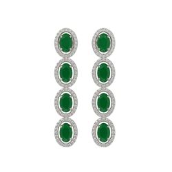 6.47 CTW Emerald & Diamond Halo Earrings 10K White Gold - REF-114T2M - 40502