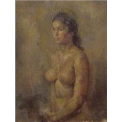 American School (20th Century), NUDE, oil painting on canvas, 24 x 18", signed lower right, fra...