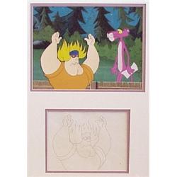 Animation Cel, PINK PANTHER & THE BODY BUILDER, original animation cel with laser copy backgrou...