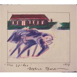 Marc Baseman (20th Century) American, THE SPIDER, 1993, acrylic painting & colored pencil on pa...