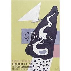 Georges Braque (1882-1963) French, BRAQUES GRAVURE, 1953, color lithograph poster, 23 3/4 x 16...