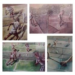 Joseph Chabot (20th Century) American (four), TENNIS Scenes, four color lithographs, each signe...